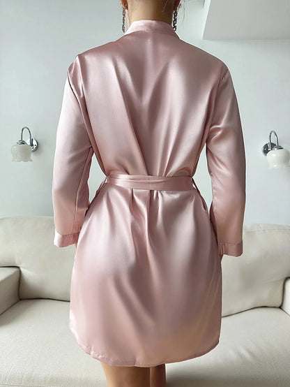 Satin Night Robe Long Sleeve-women pyjamas