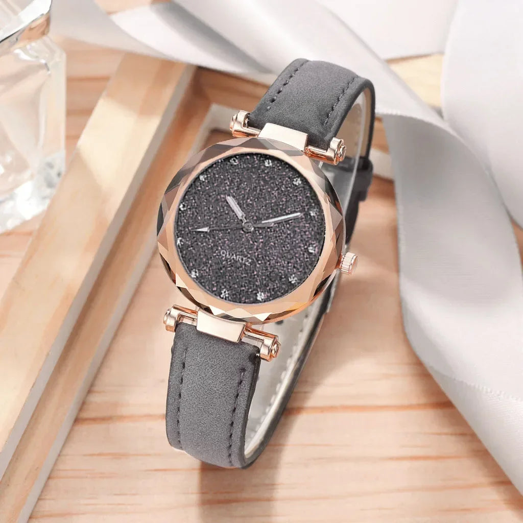 Casual Watches Women Romantic Starry Sky Watch Bracelet Leather Rhinestone Designer Ladies Clock Simple Dress Gfit Montre Femme