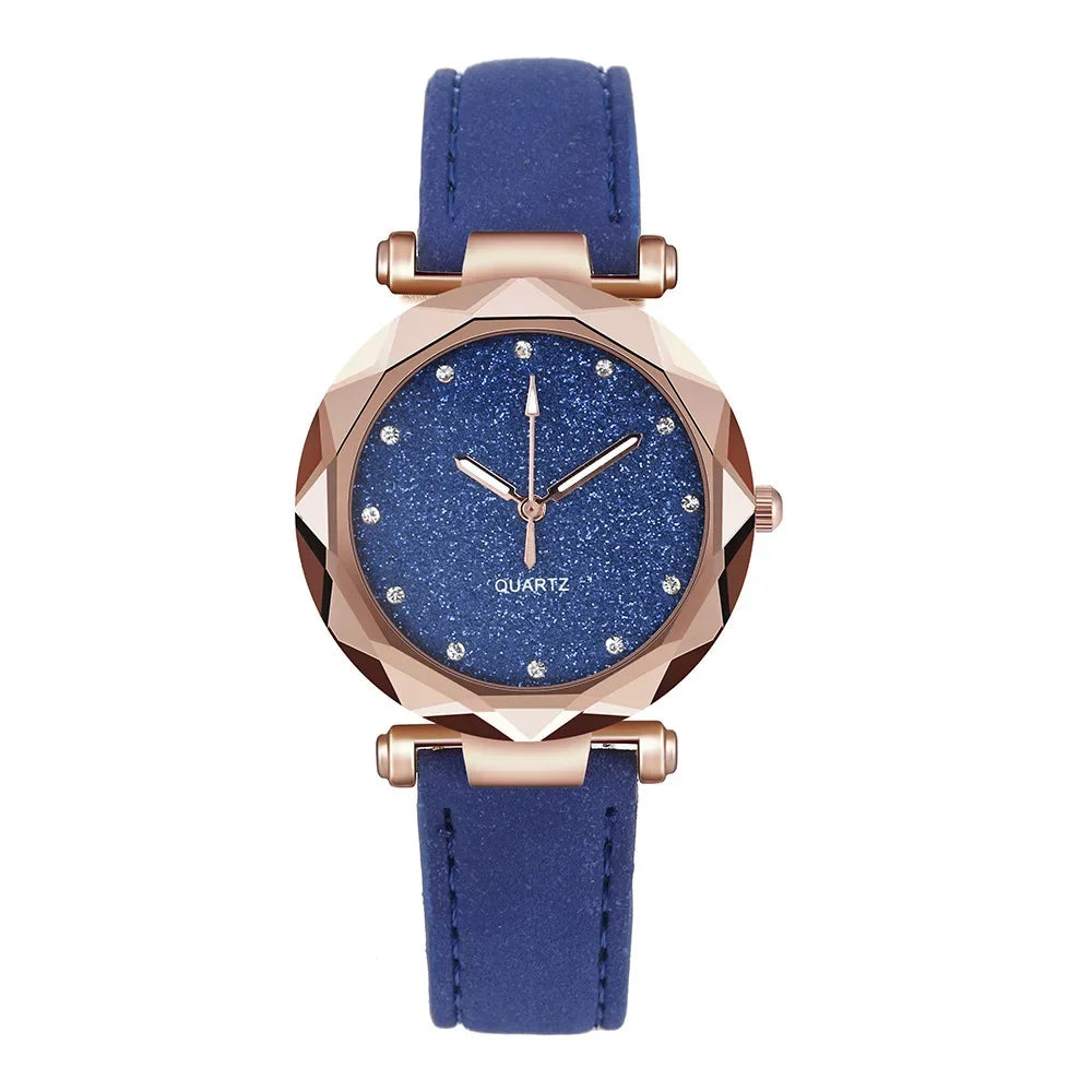 Casual Watches Women Romantic Starry Sky Watch Bracelet Leather Rhinestone Designer Ladies Clock Simple Dress Gfit Montre Femme