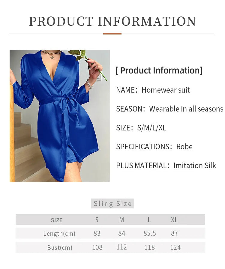 Satin Night Robe Long Sleeve-women pyjamas